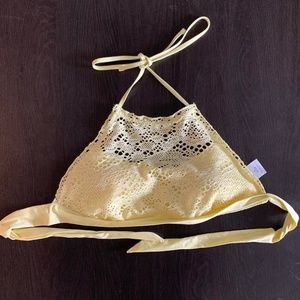 Target Light Yellow Halter Swim Lace Bikini Top